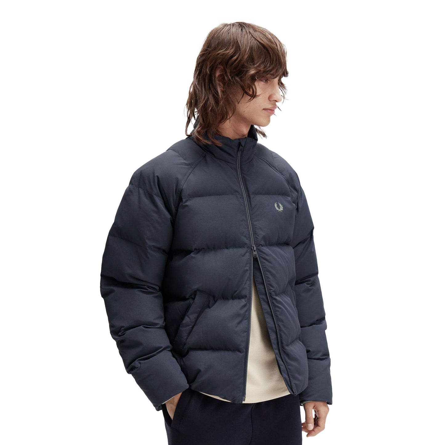 Fred Perry Raglan Sleeve Padded Jacket Dark Airforce  - J1309-738