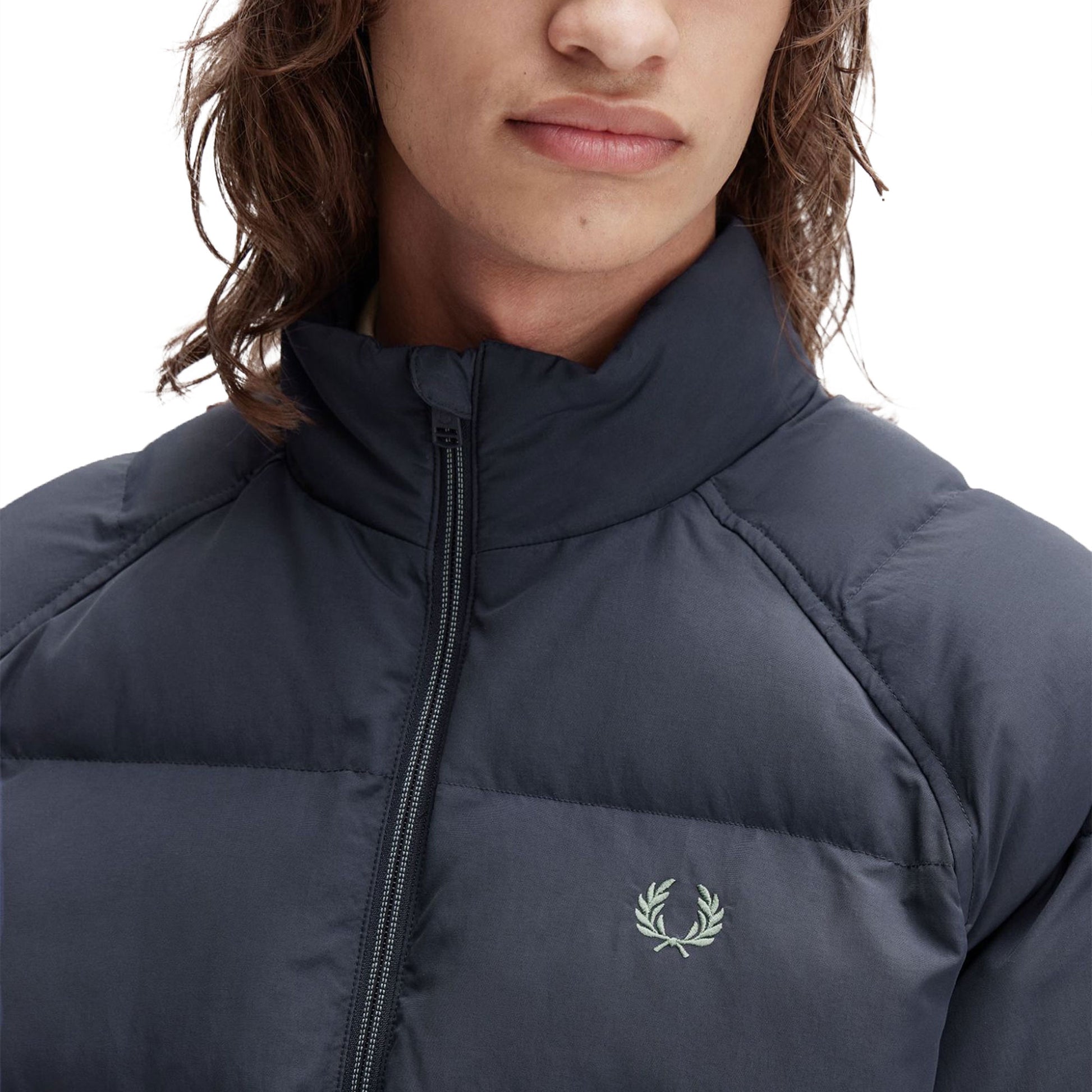 Fred Perry Raglan Sleeve Padded Jacket Dark Airforce  - J1309-738