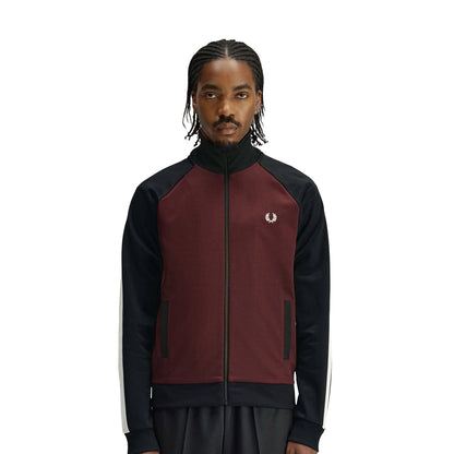 Fred Perry Contrast Sleeve Track Jacket Oxblood  - J2327-597