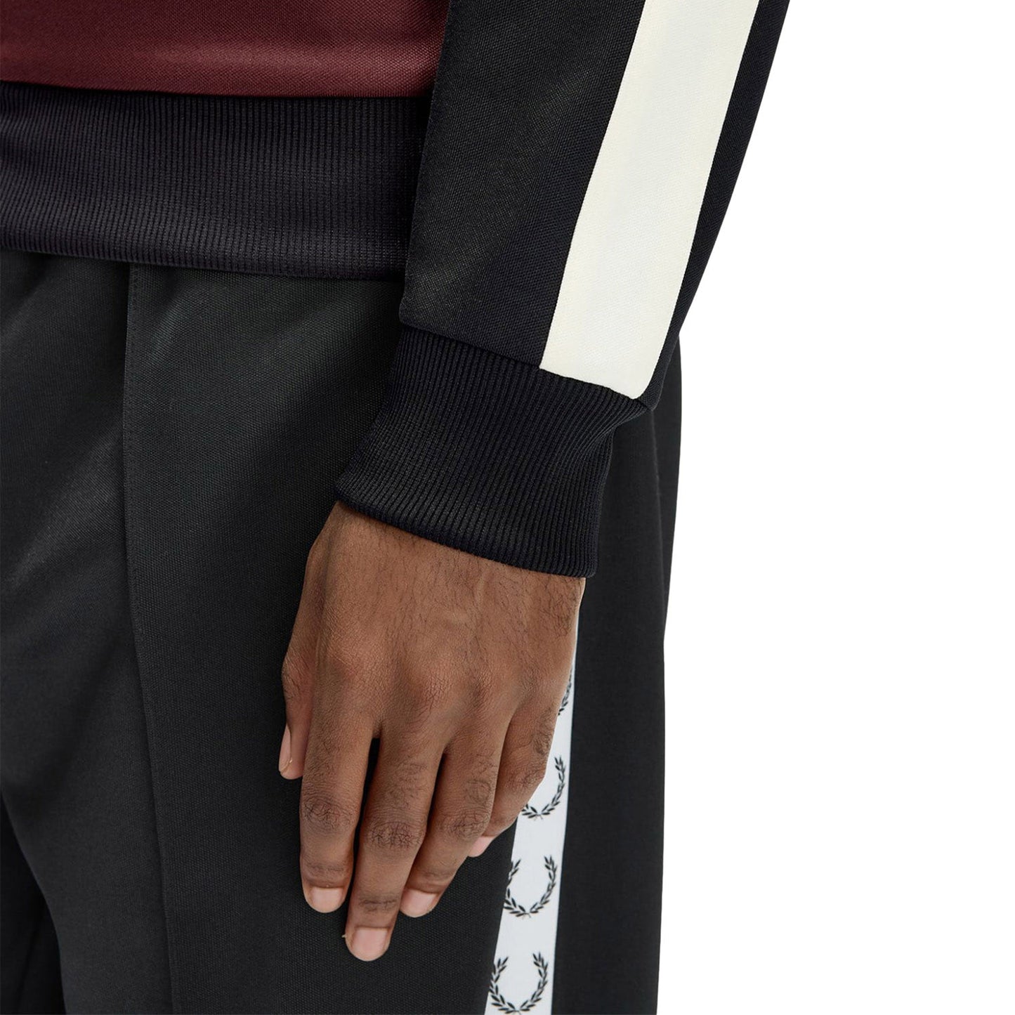 Fred Perry Contrast Sleeve Track Jacket Oxblood  - J2327-597