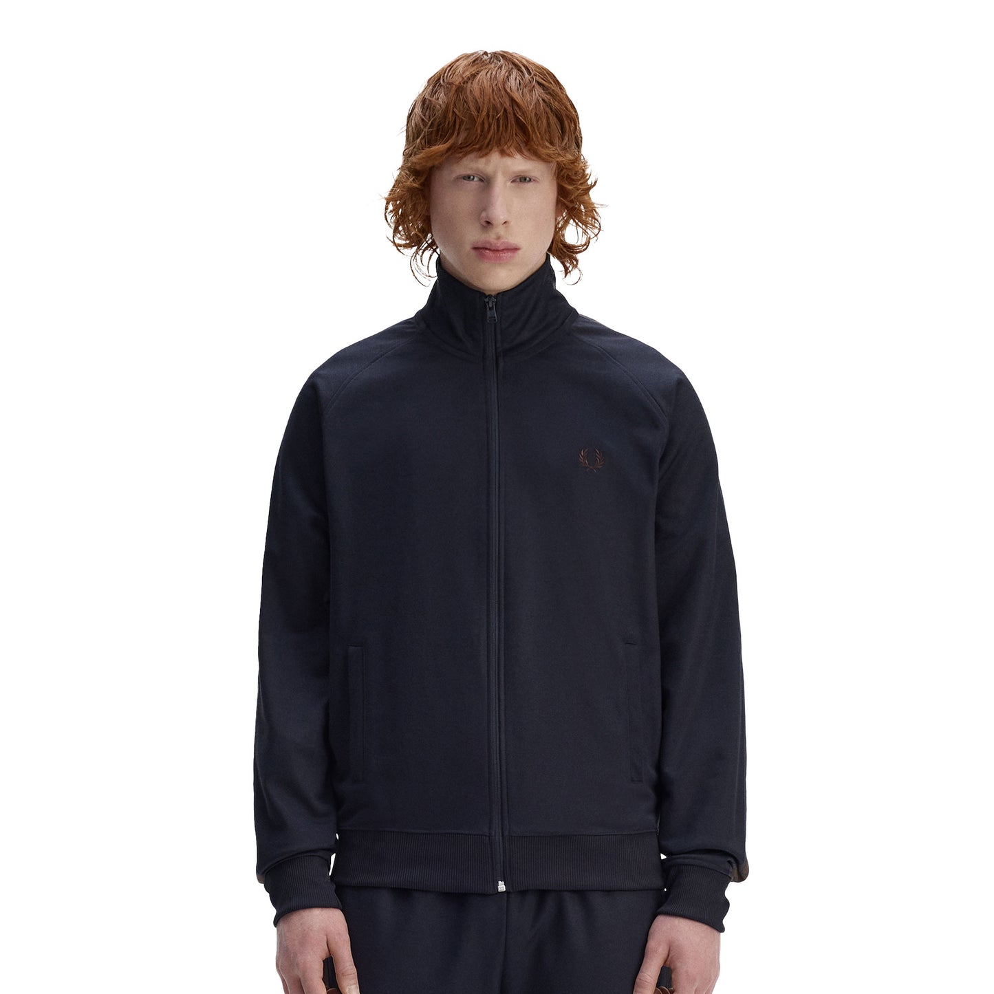 Fred Perry Contrast Tape Track Jacket Navy/Burnt Tobacco  - J5557-40A