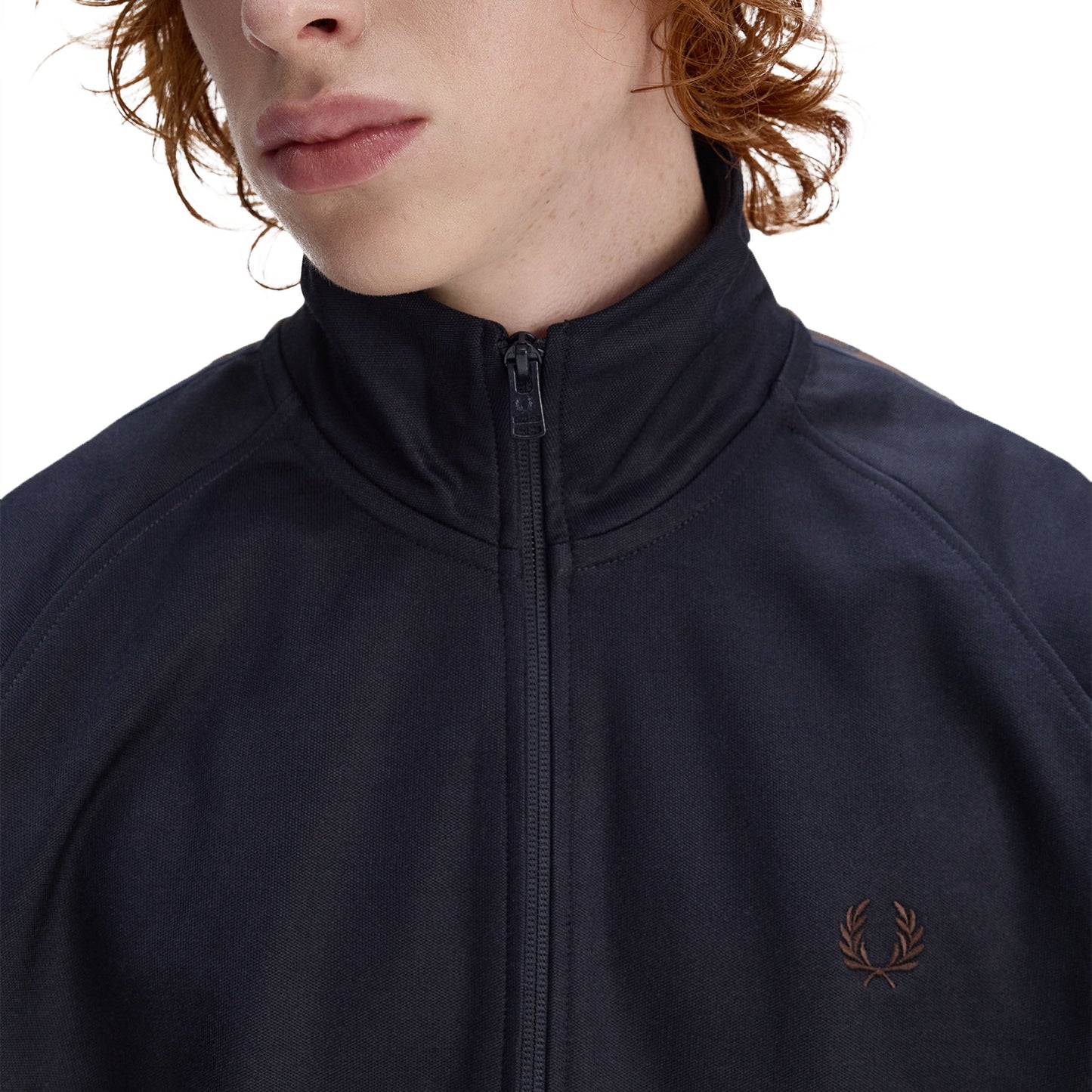 Fred Perry Contrast Tape Track Jacket Navy/Burnt Tobacco  - J5557-40A