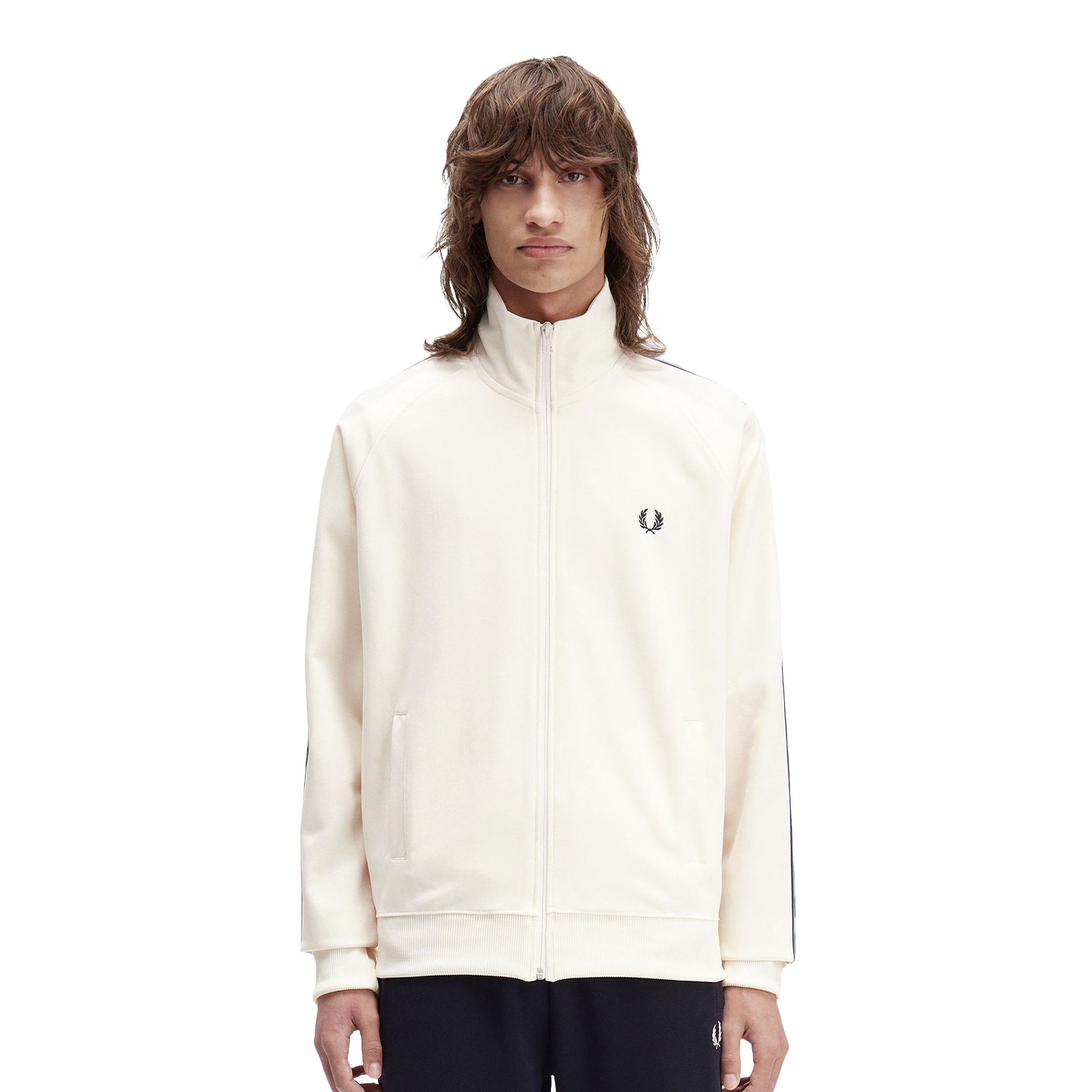 Fred Perry Contrast Tape Track Jacket Ecru/Navy  - J5557-729