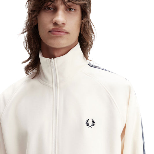 Fred Perry Contrast Tape Track Jacket Ecru/Navy  - J5557-729
