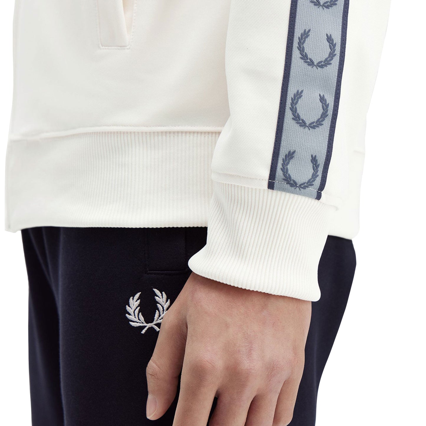 Fred Perry Contrast Tape Track Jacket Ecru/Navy  - J5557-729