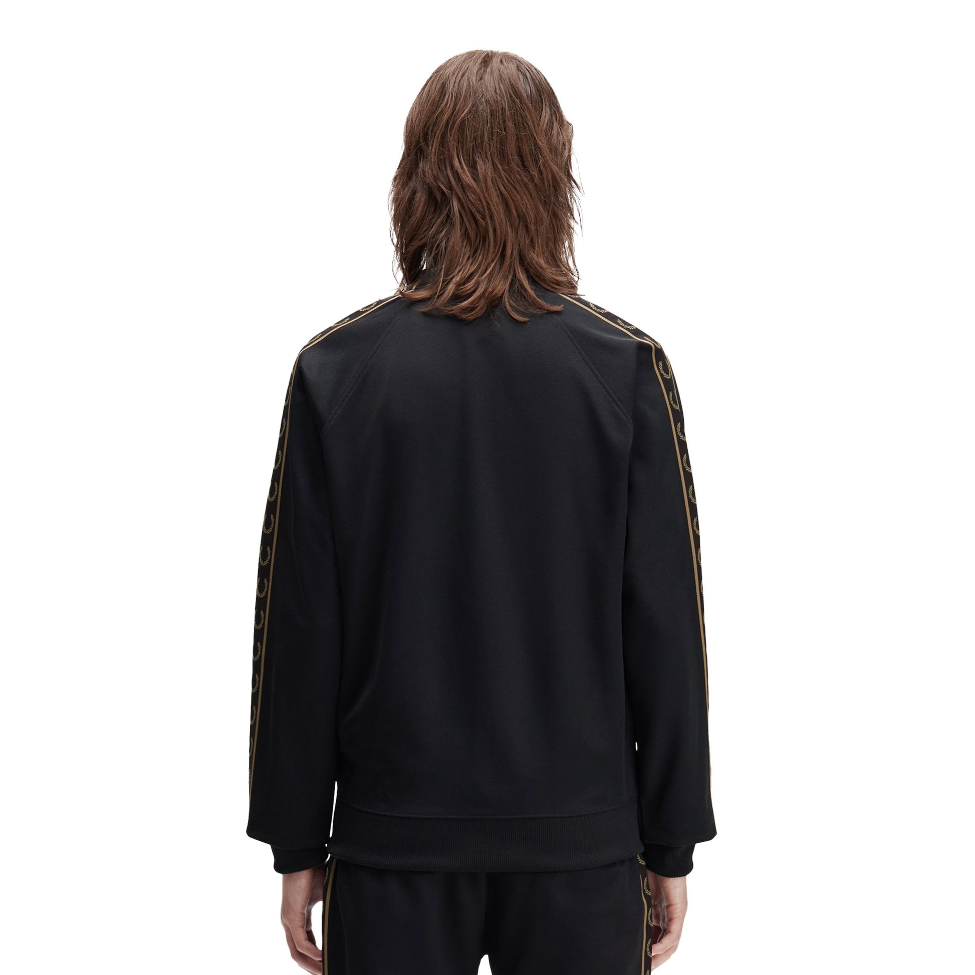 Fred Perry Contrast Tape Track Jacket Black/Shaded Stone  - J5557-S77