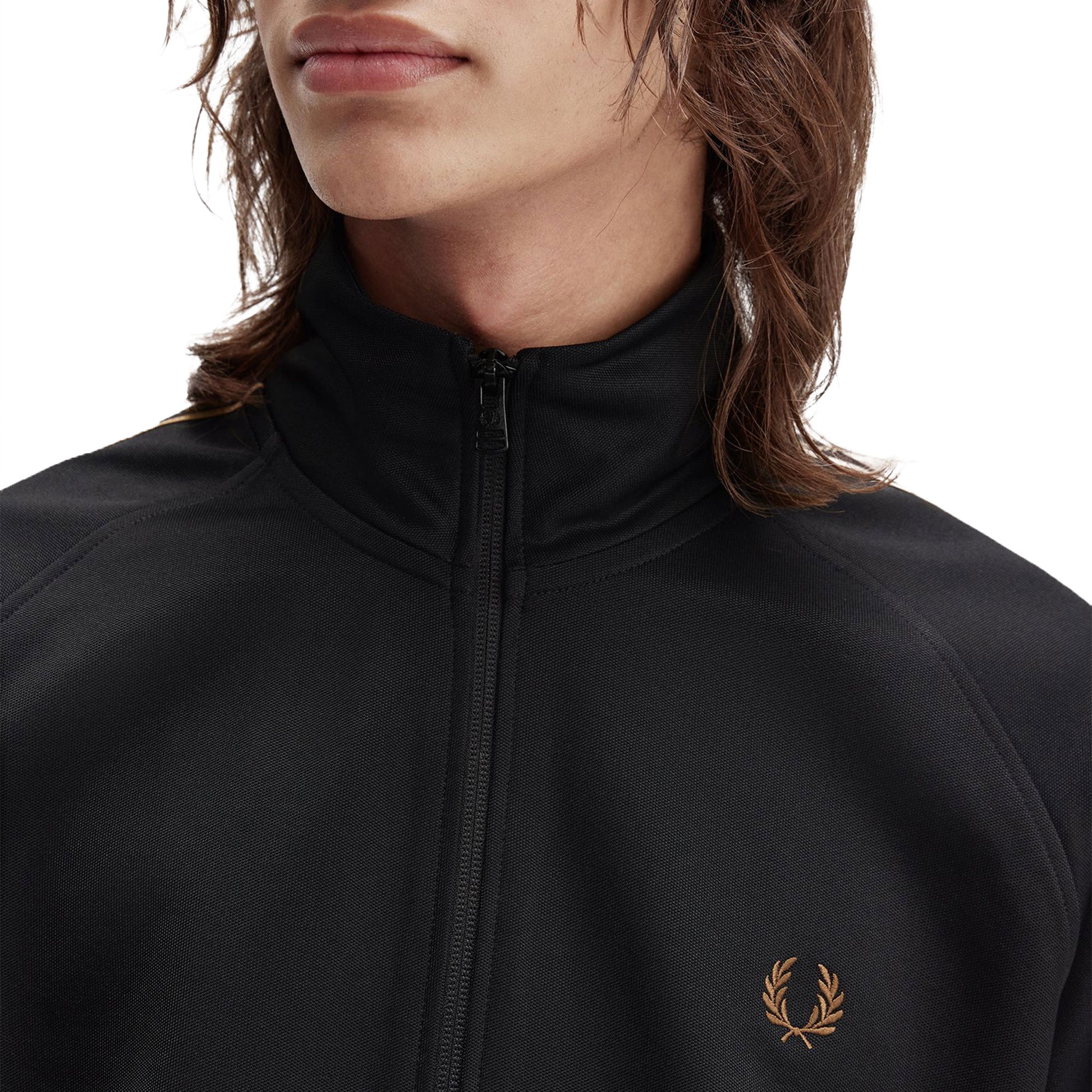 Fred Perry Contrast Tape Track Jacket Black/Shaded Stone  - J5557-S77