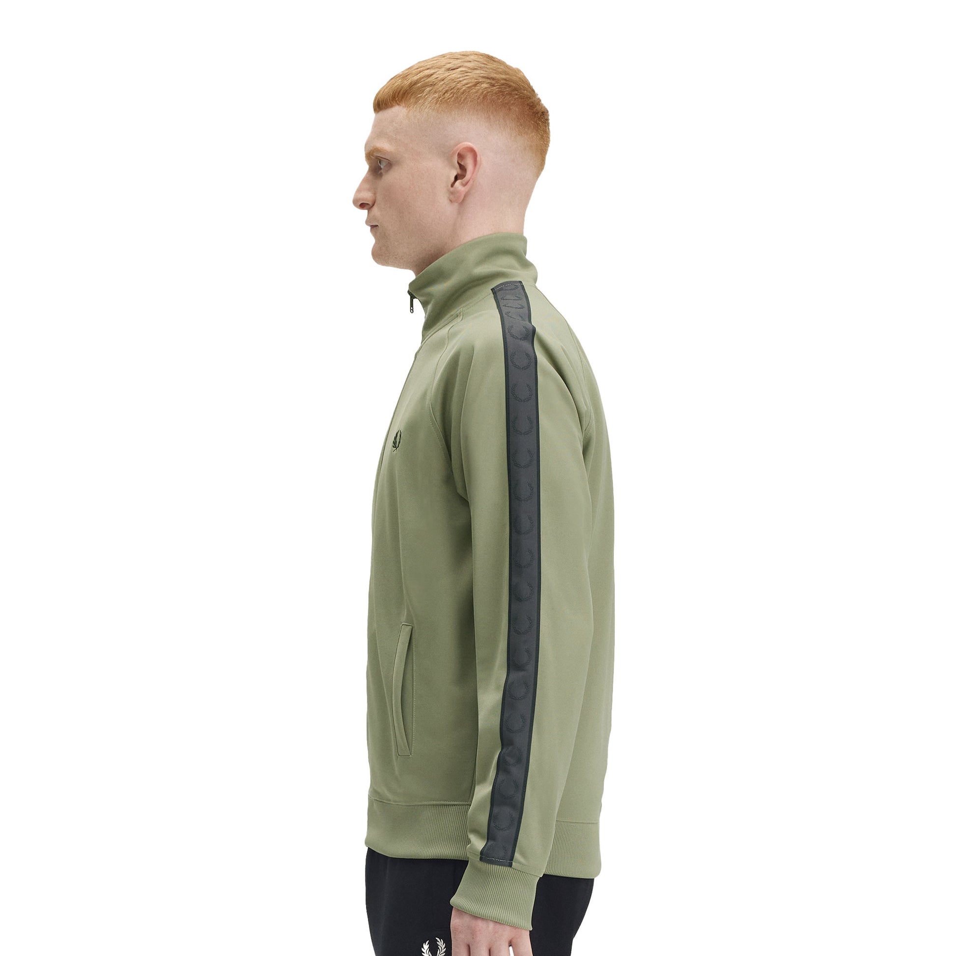 Fred Perry Contrast Tape Track Jacket Olive/Anchor Grey  - J5557-Z07