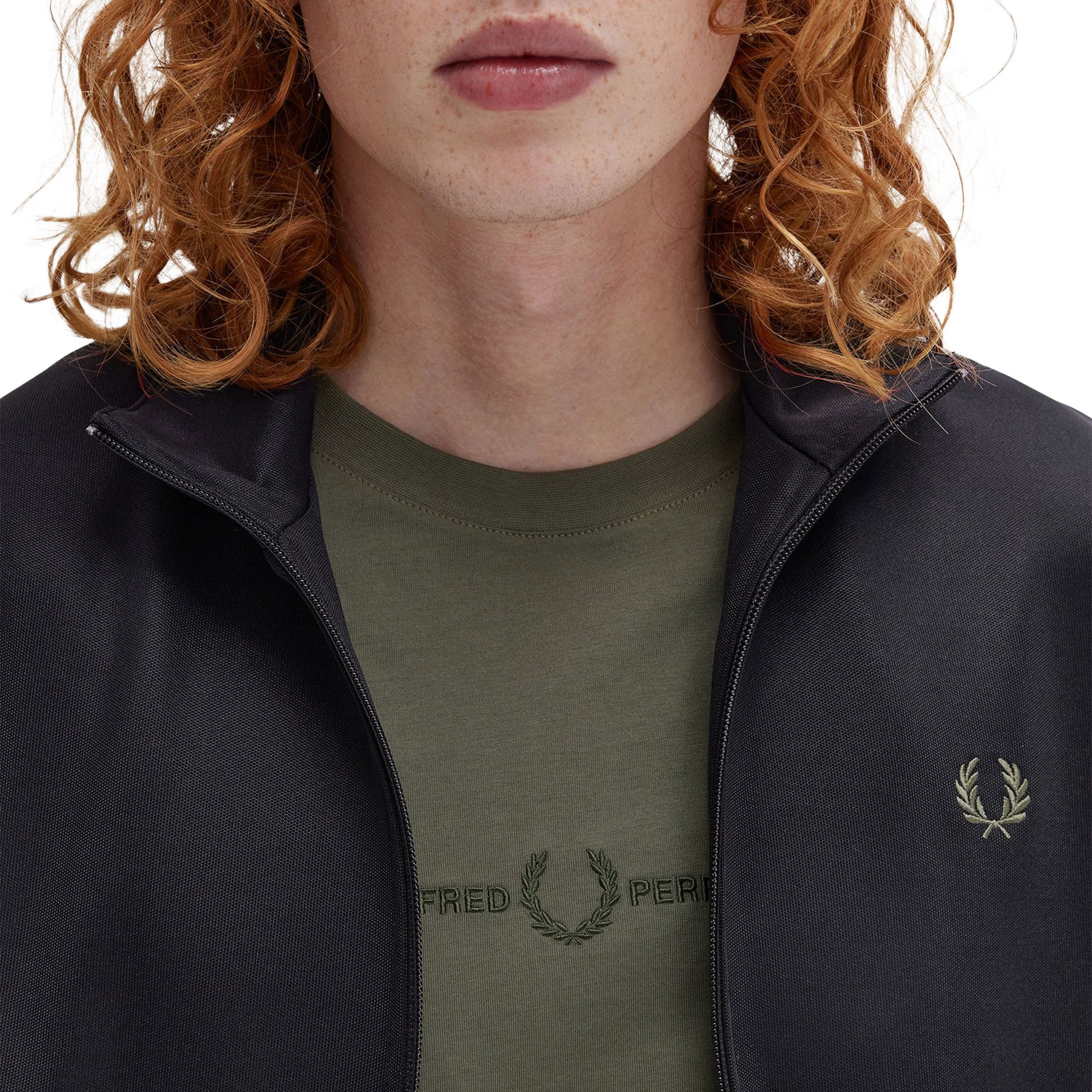 Fred Perry Track Jacket Black/Laurel Wreath Green  - J6000-W90