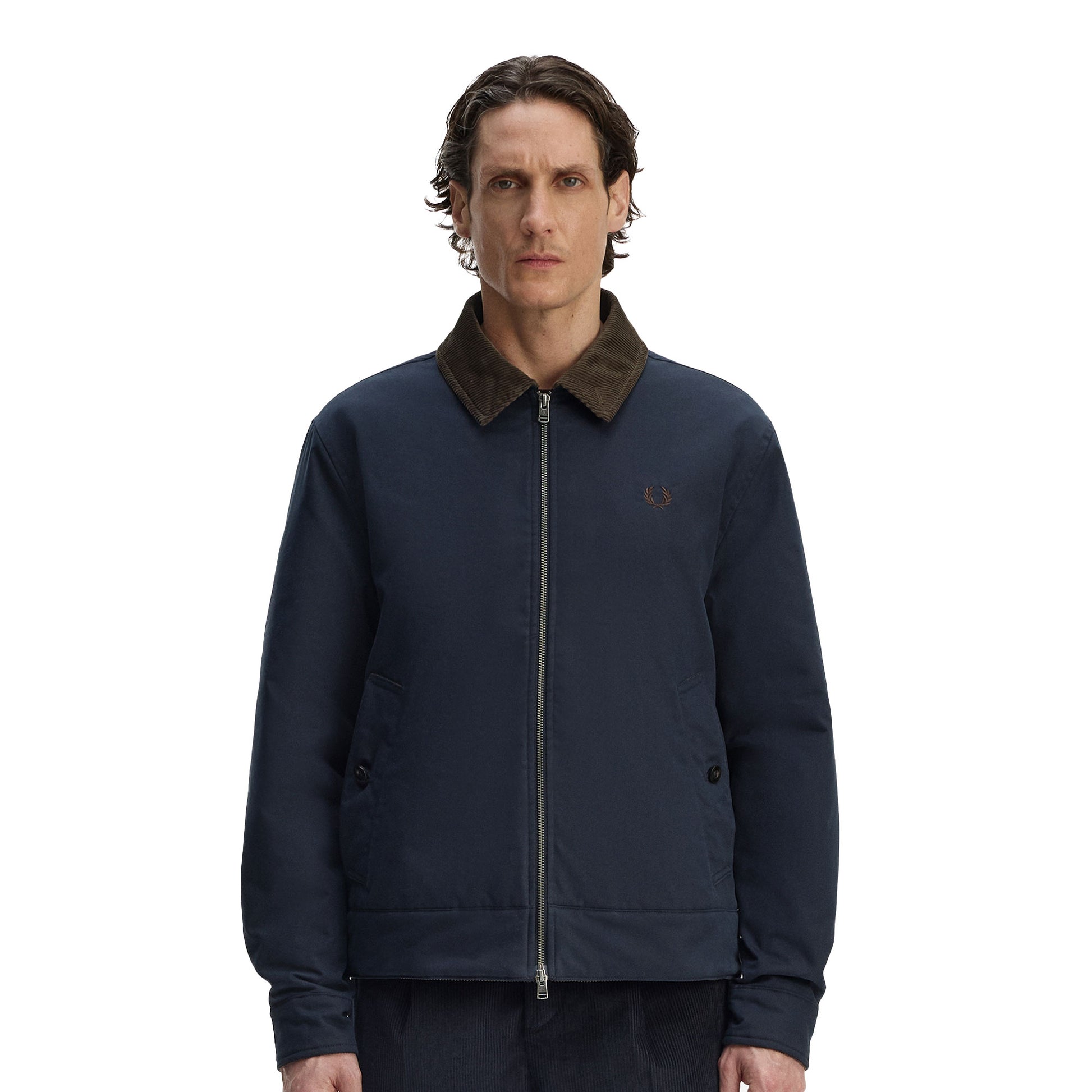 Fred Perry Cotton Caban Jacket Navy/White  - J8535-608