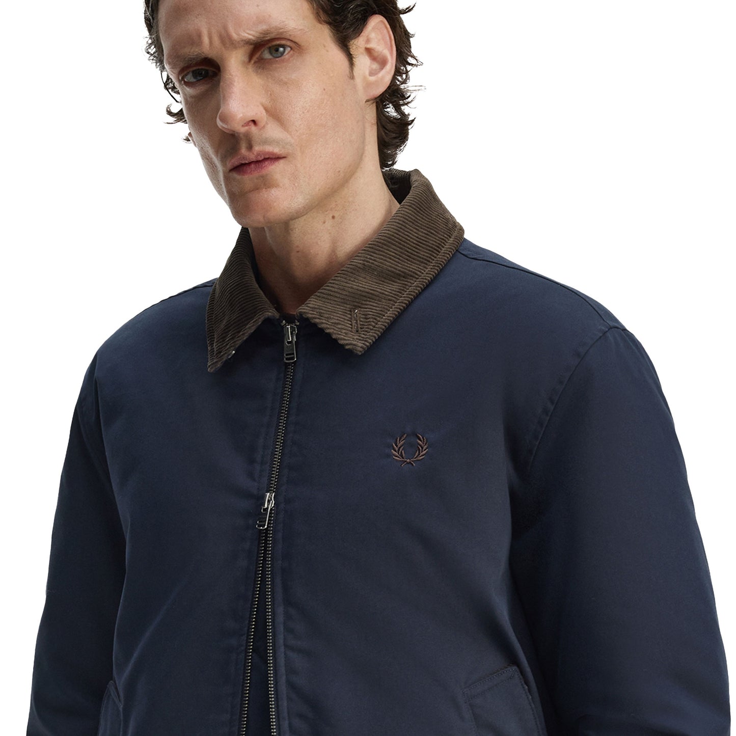 Fred Perry Cotton Caban Jacket Navy/White  - J8535-608