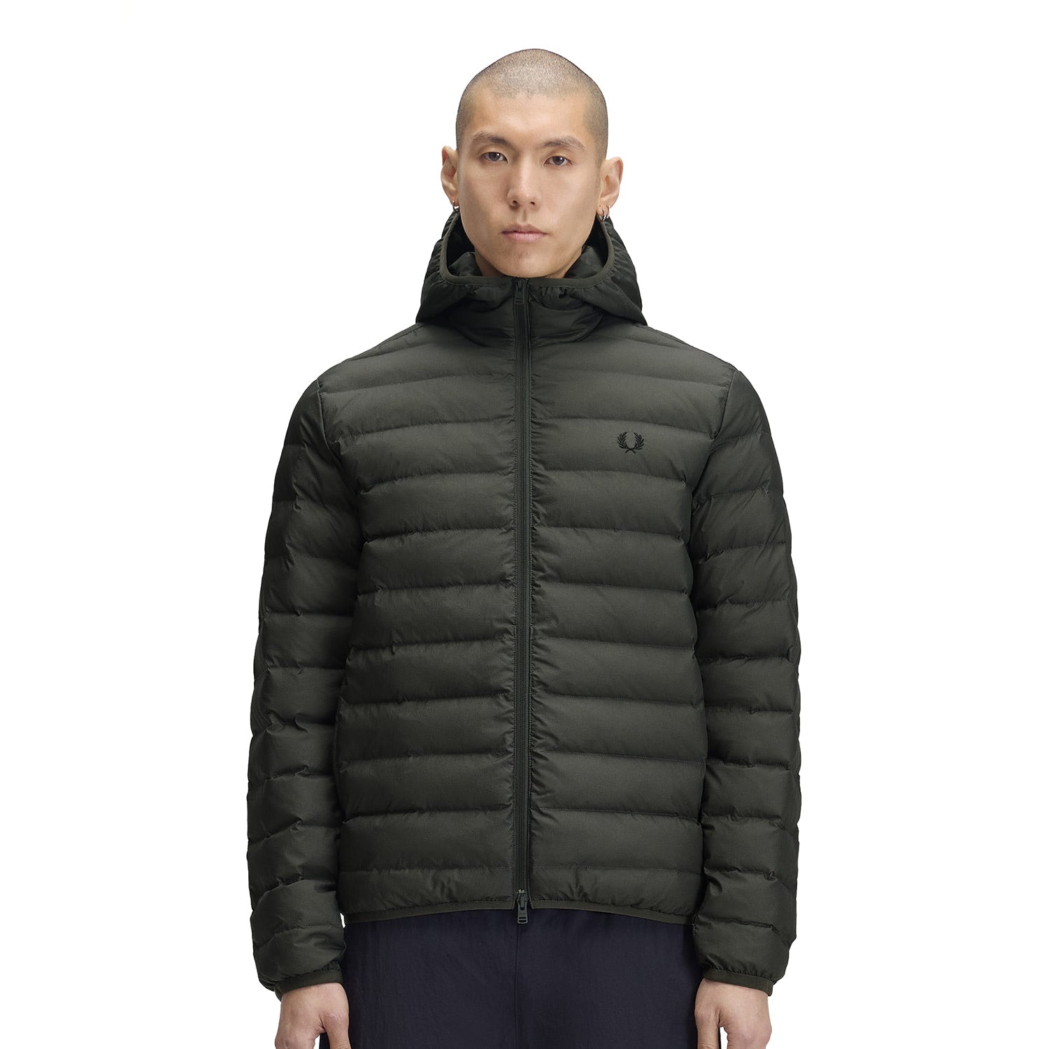 Fred Perry Hooded Insulated Jacket Field Green  - J8553-638