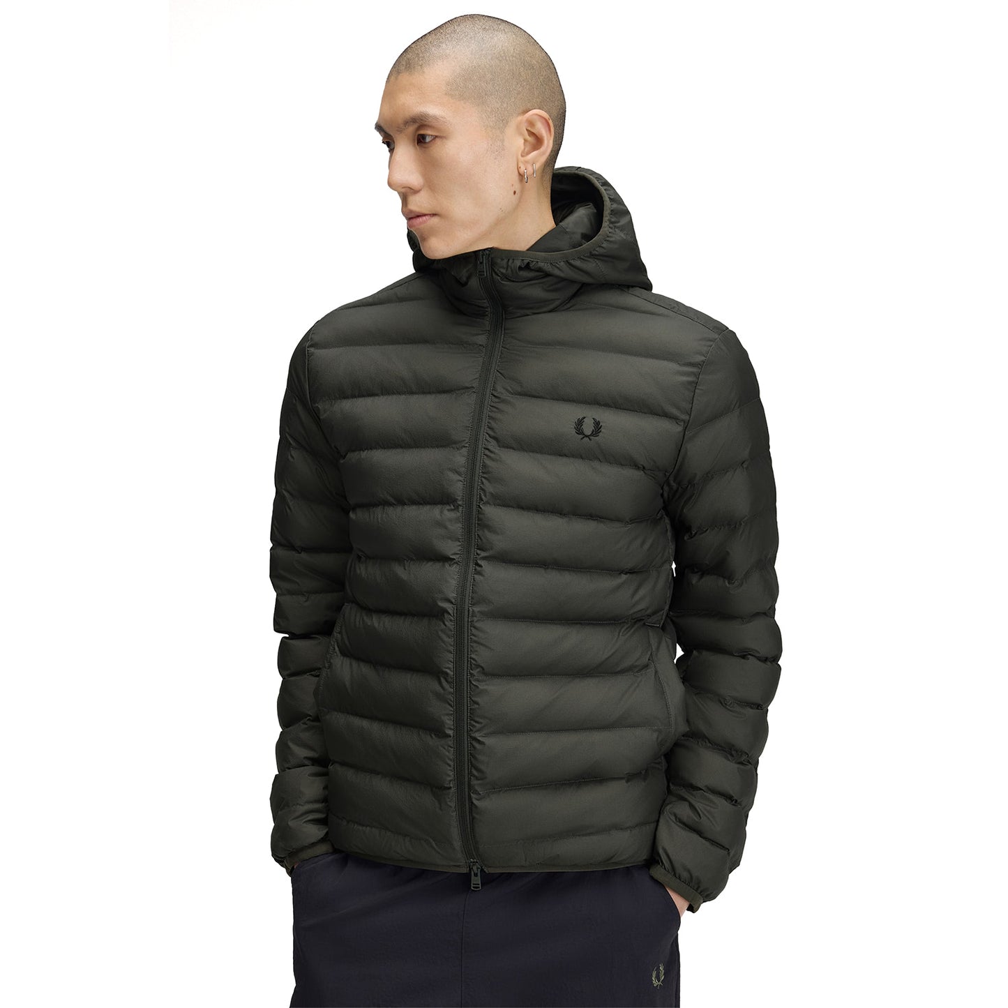 Fred Perry Hooded Insulated Jacket Field Green  - J8553-638