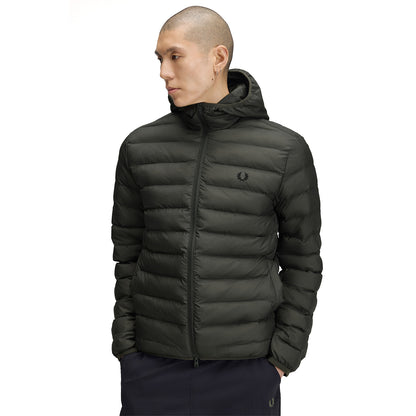 Fred Perry Hooded Insulated Jacket Field Green  - J8553-638