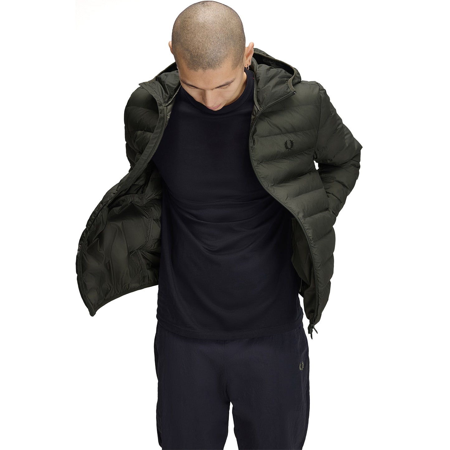 Fred Perry Hooded Insulated Jacket Field Green  - J8553-638