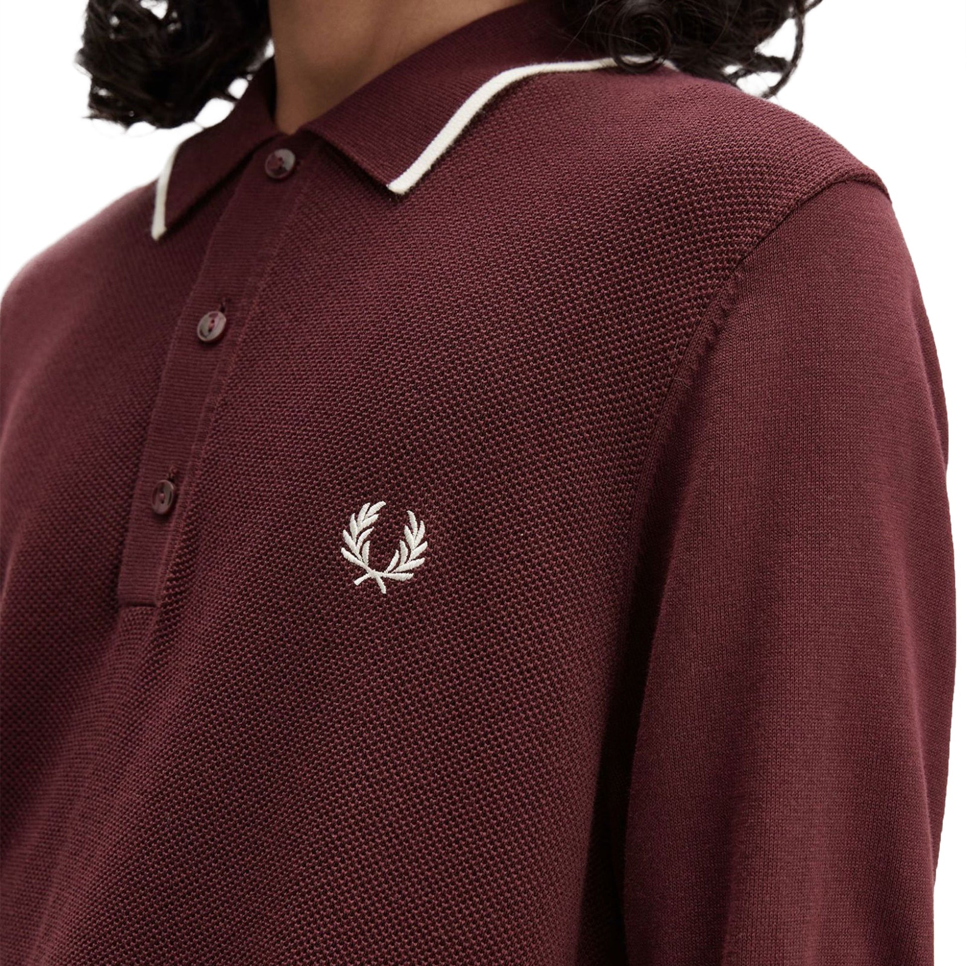 Fred Perry Pique Stitch Knitted Shirt Oxblood  - K1307-597
