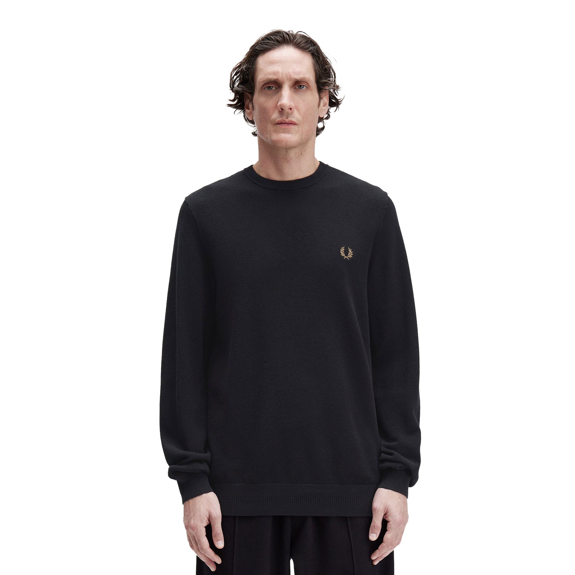 Fred Perry Pique Stitch Jumper Black  - K1309-102