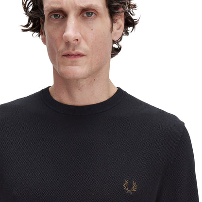Fred Perry Pique Stitch Jumper Black