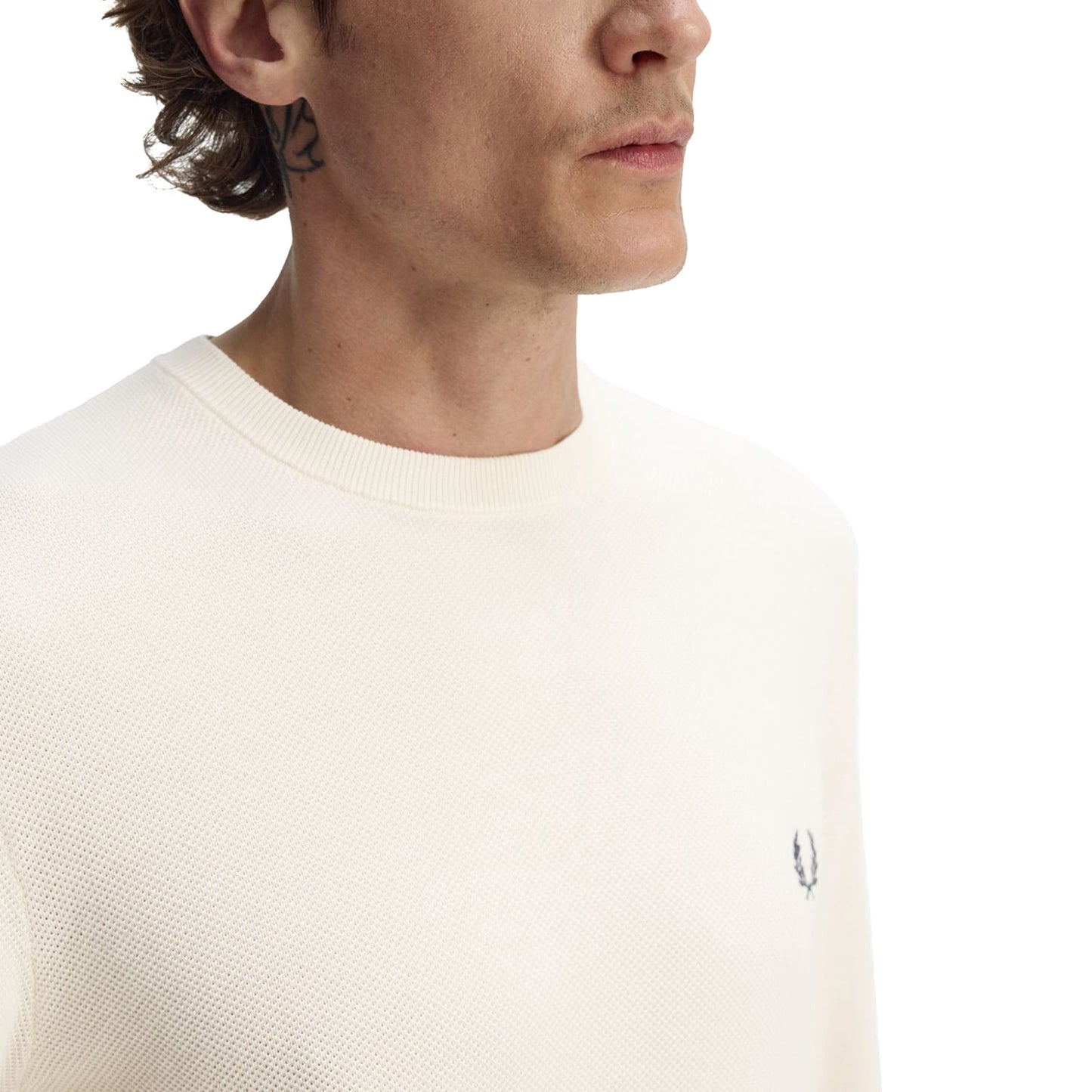 Fred Perry Pique Stitch Jumper Ecru  - K1309-560