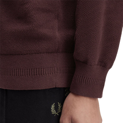 Fred Perry Pique Stitch Jumper Oxblood
