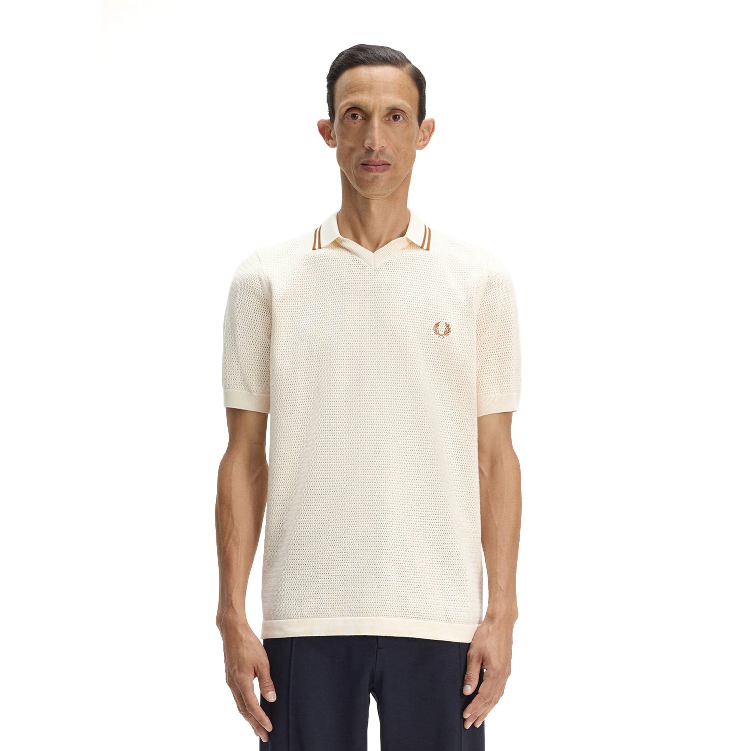 Fred Perry Pointelle Knitted Shirt Ecru  - K2330-560