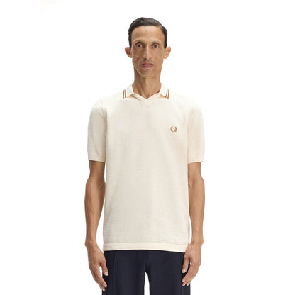 Fred Perry Pointelle Knitted Shirt Ecru  - K2330-560