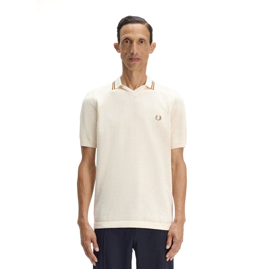 Fred Perry Pointelle Knitted Shirt Ecru  - K2330-560