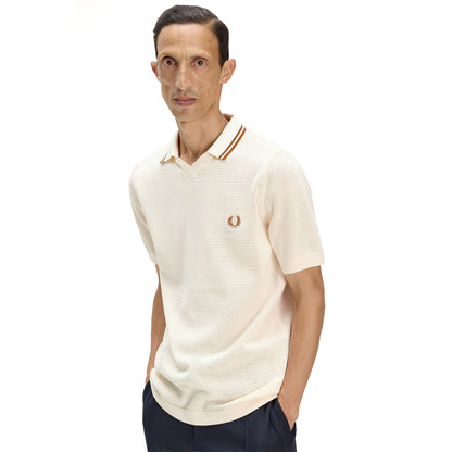 Fred Perry Pointelle Knitted Shirt Ecru  - K2330-560
