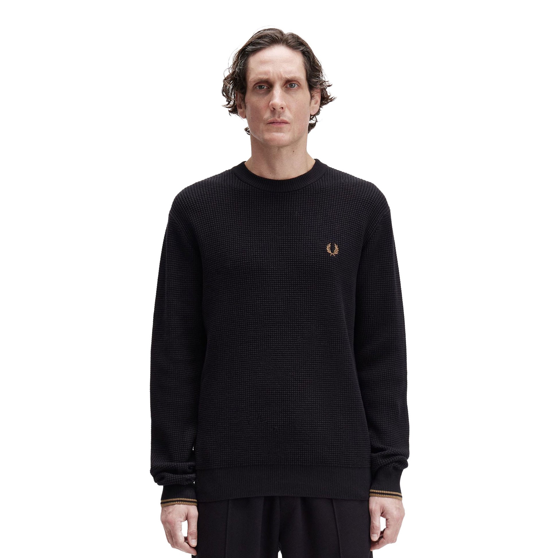 Fred Perry Waffle Stitch Jumper Black  - K6507-102