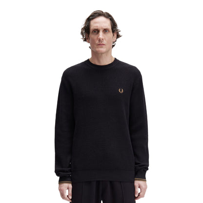 Fred Perry Waffle Stitch Jumper Black  - K6507-102