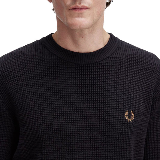 Fred Perry Waffle Stitch Jumper Black  - K6507-102