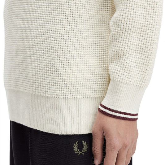 Fred Perry Waffle Stitch Jumper Ecru  - K6507-560