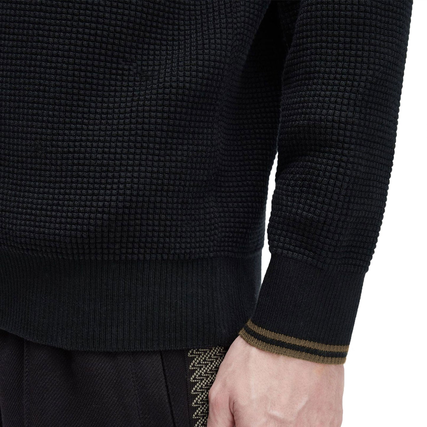 Fred Perry Waffle Stitch Half Zip Jumper Black