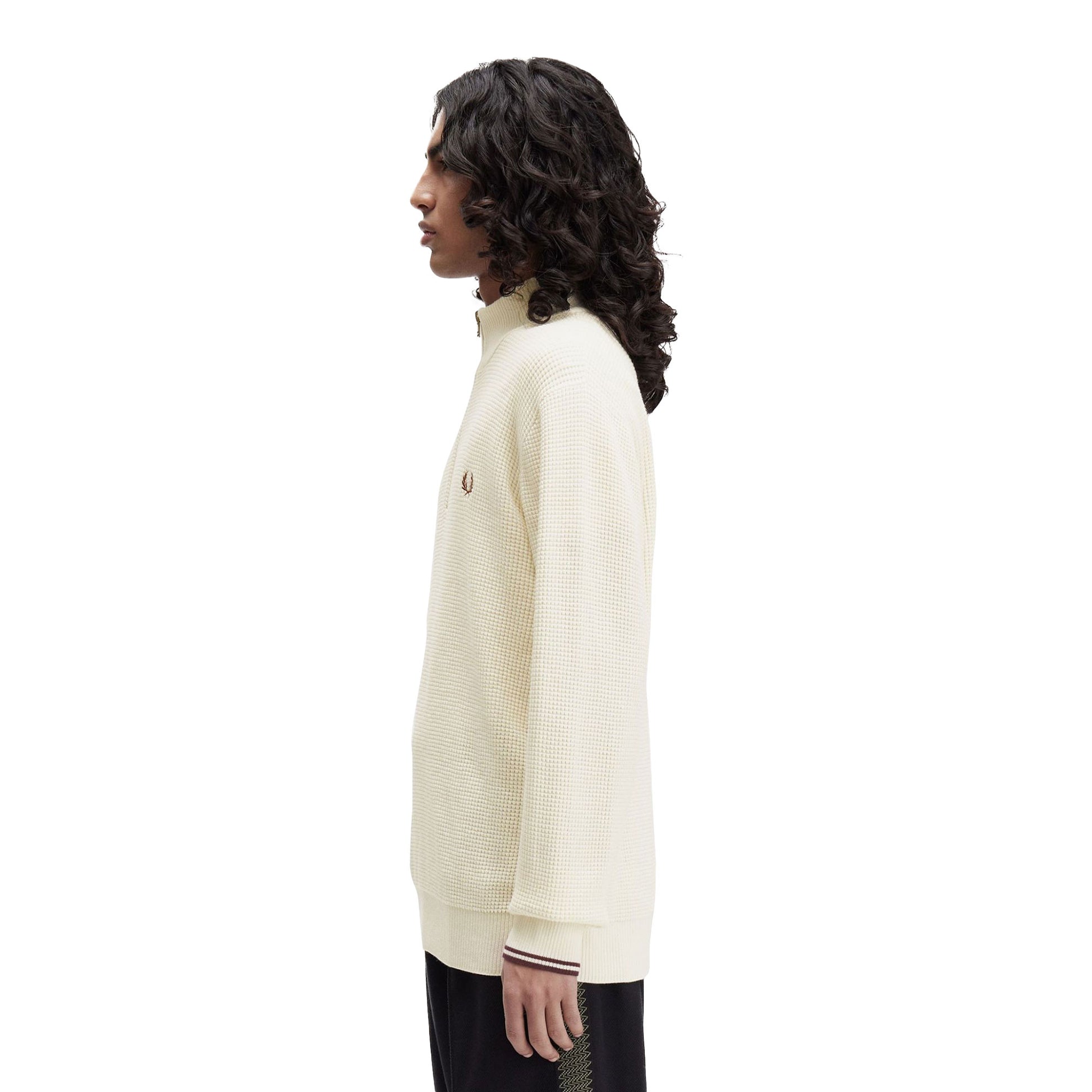 Fred Perry Waffle Stitch Half Zip Jumper Ecru  - K8557-560