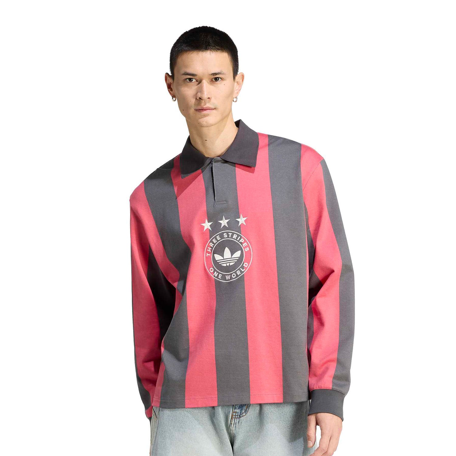 Adidas Originals Striped Polo Utility Black/Pure Ruby  - KU9189