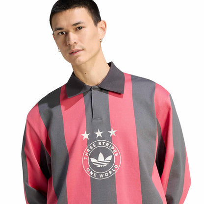 Adidas Originals Striped Polo Utility Black/Pure Ruby  - KU9189