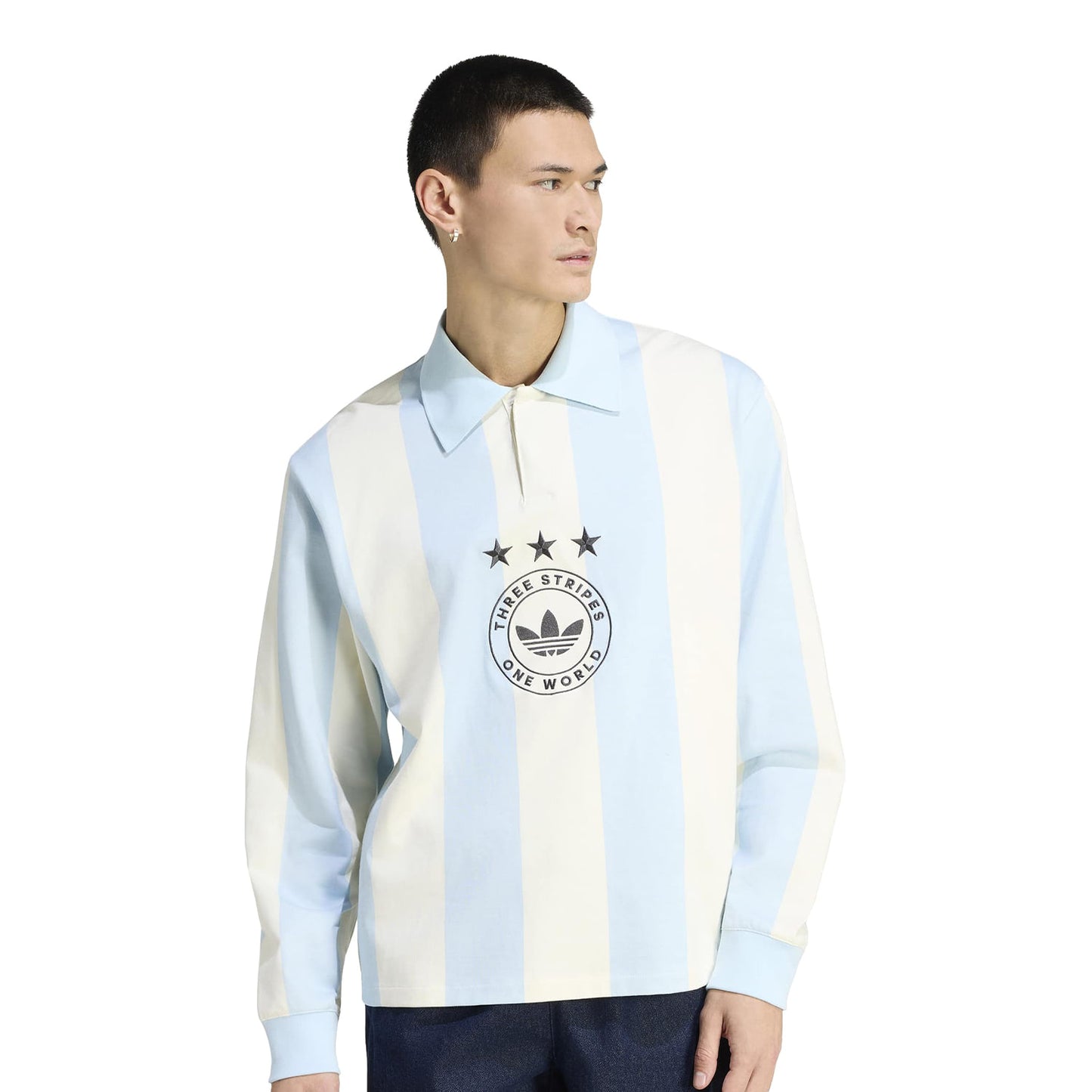 Adidas Originals Striped Polo Ice Blue/Cream White  - KU9190