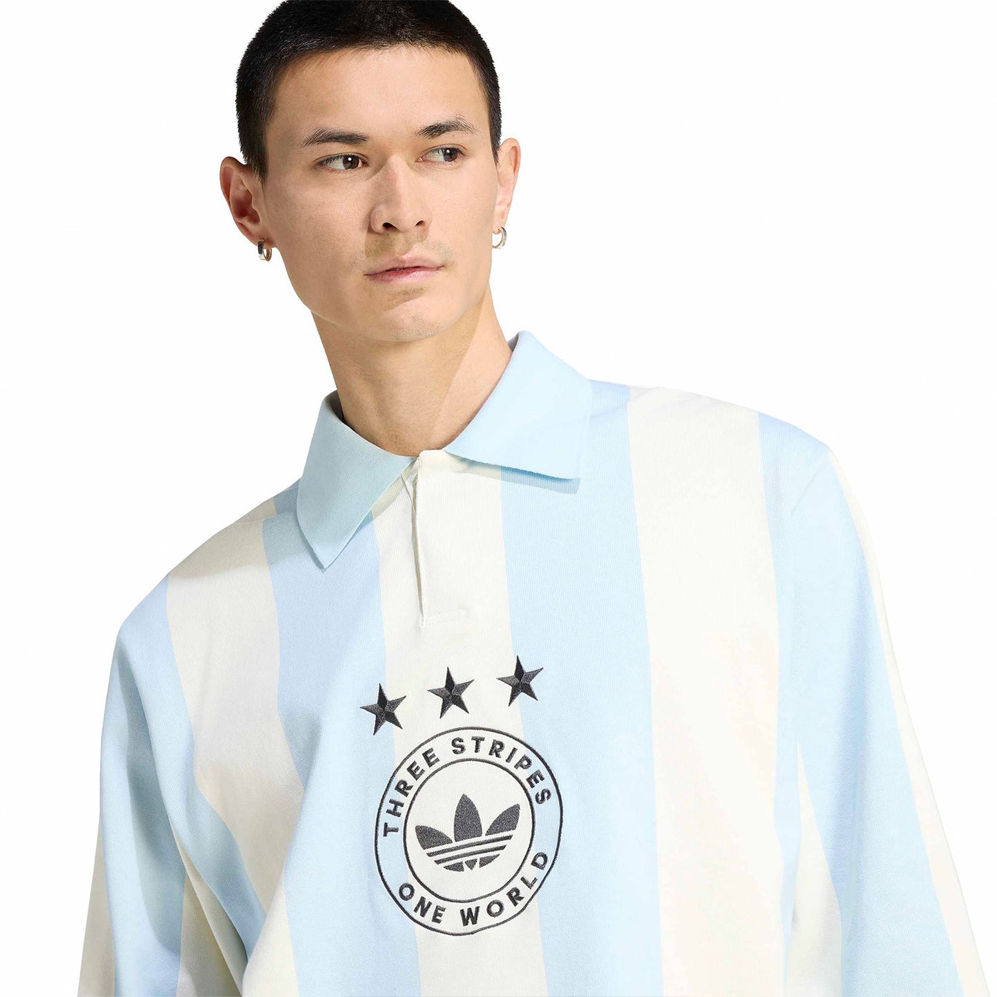 Adidas Originals Striped Polo Ice Blue/Cream White  - KU9190