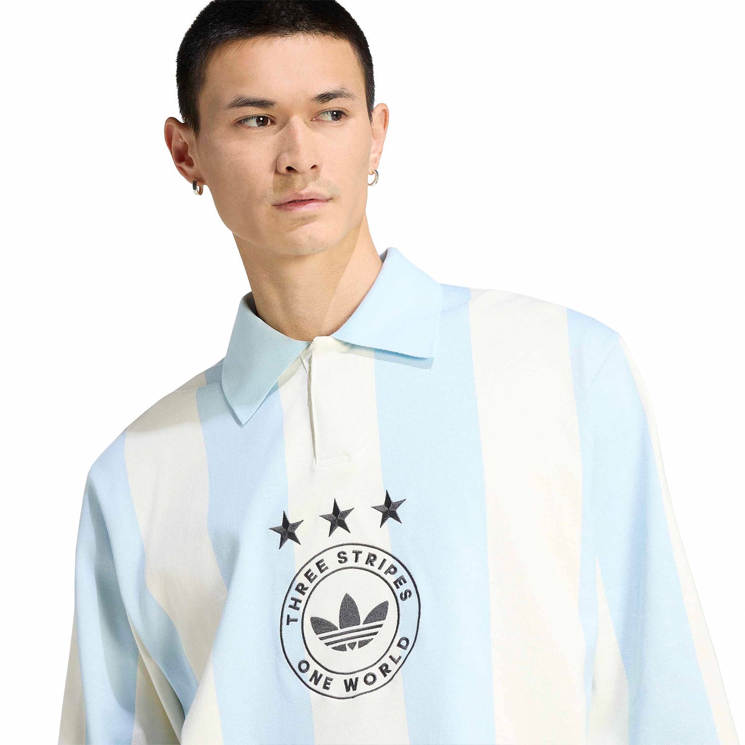 Adidas Originals Striped Polo Ice Blue/Cream White  - KU9190