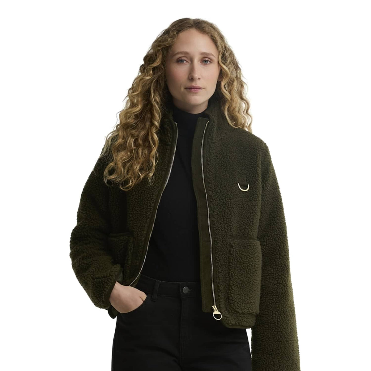 Barbour Elenora Casual Fleece Jacket Olive  - LCA0427OL51