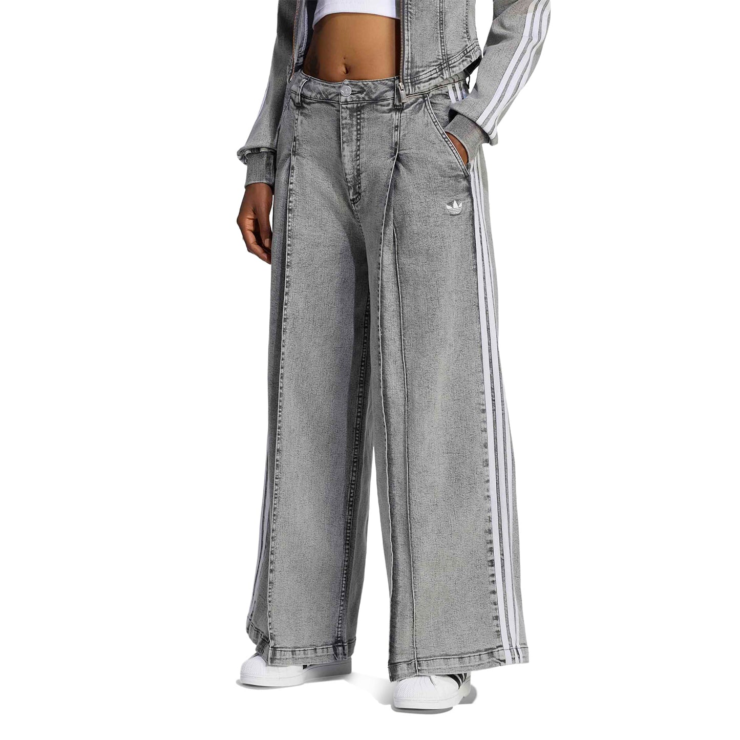 Adidas Originals Denim WL Pants Washed Grey Denim  - LF3777