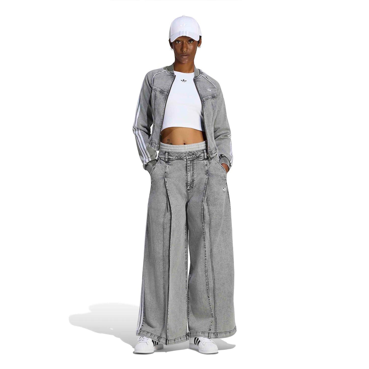Adidas Originals Denim WL Pants Washed Grey Denim  - LF3777