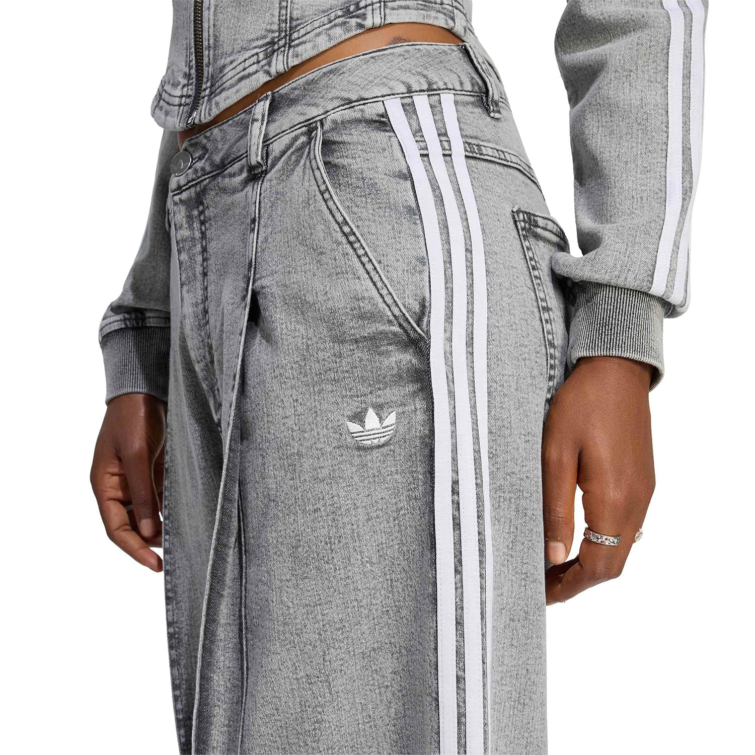 Adidas Originals Denim WL Pants Washed Grey Denim  - LF3777