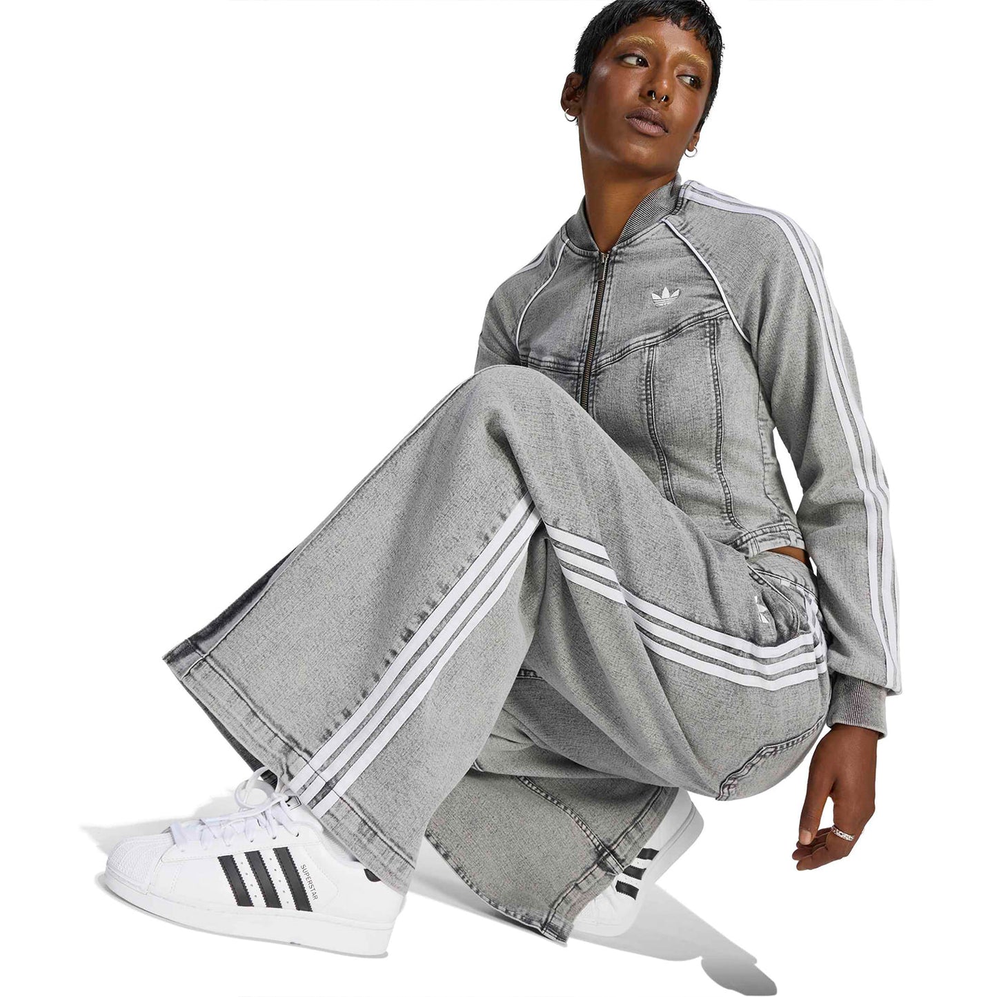 Adidas Originals Denim WL Pants Washed Grey Denim  - LF3777
