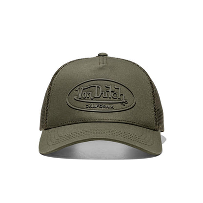 Von Dutch Logo Trucker Cap Olive Green  - LOG07