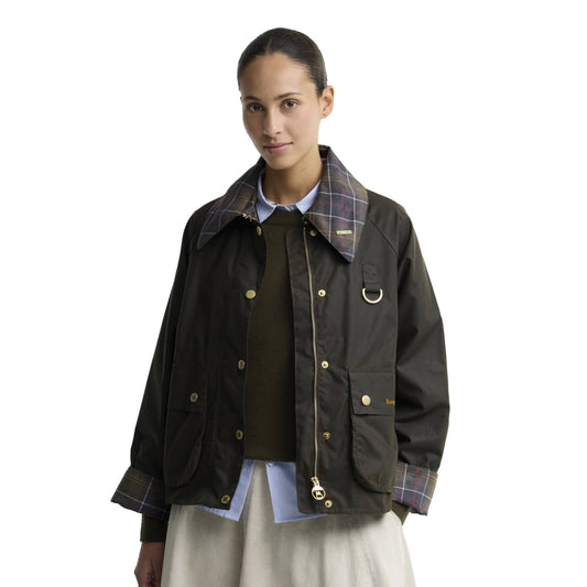 Barbour Icons Tartan Collar Spey Wax Jacket Olive/Classic  - LWX1581OL71