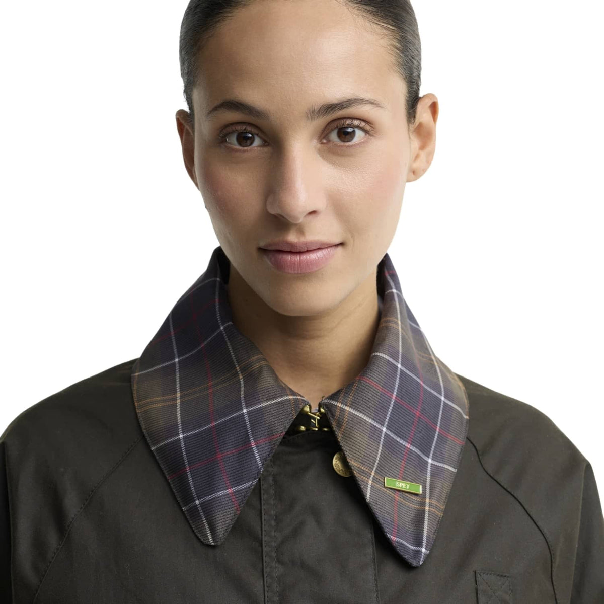 Barbour Icons Tartan Collar Spey Wax Jacket Olive/Classic  - LWX1581OL71