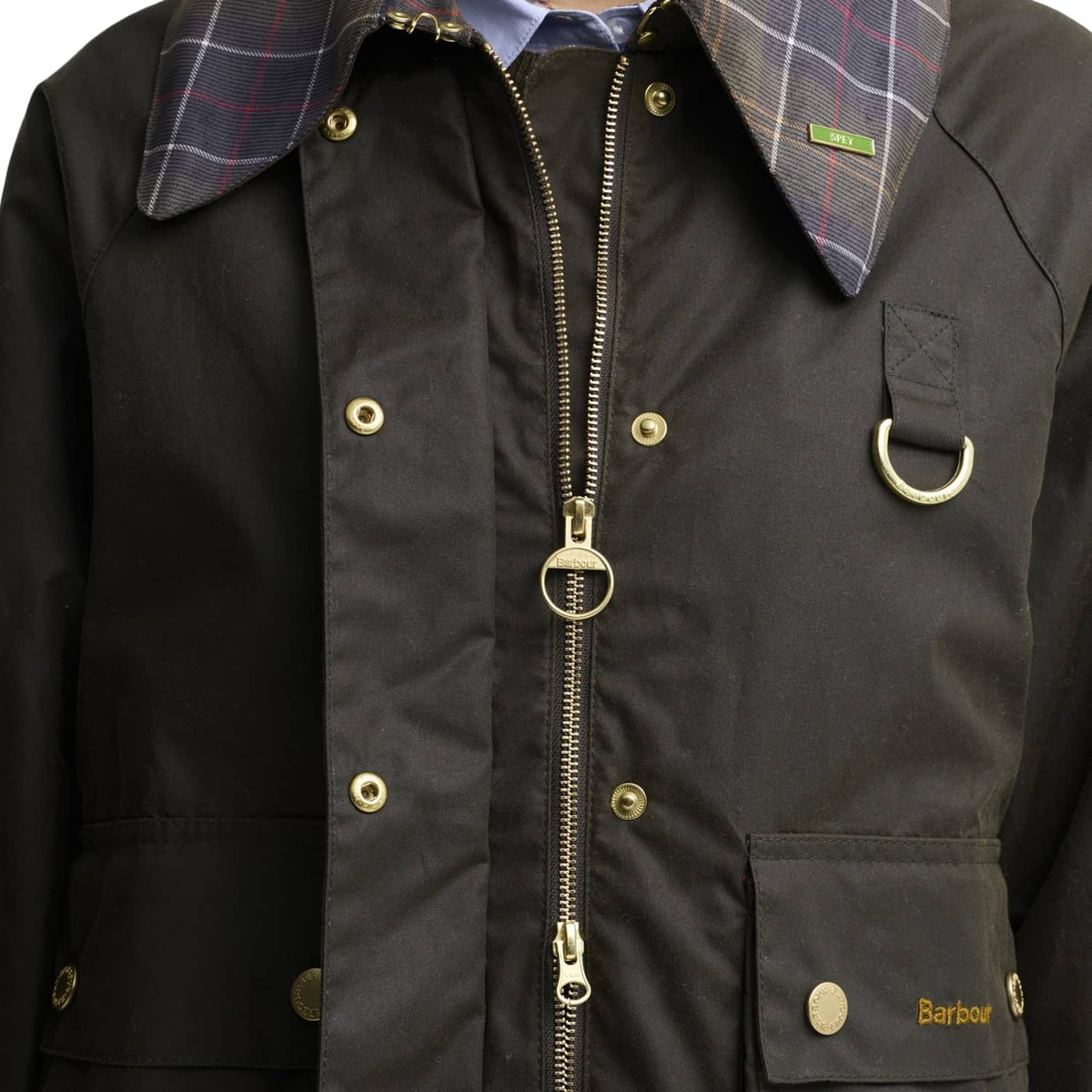 Barbour Icons Tartan Collar Spey Wax Jacket Olive/Classic  - LWX1581OL71