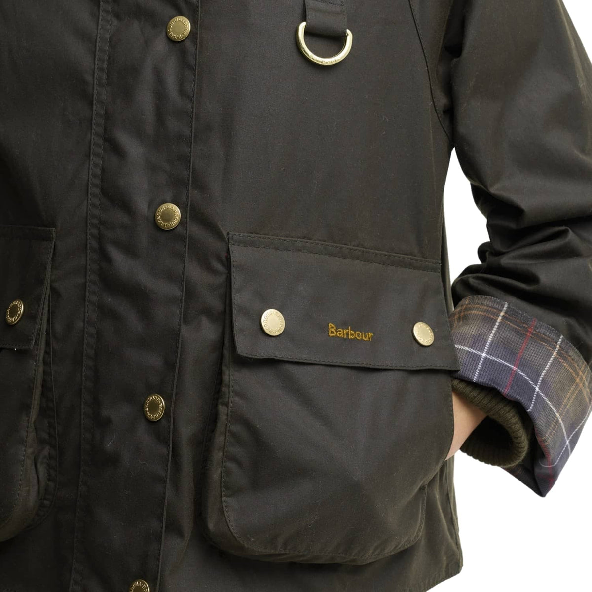 Barbour Icons Tartan Collar Spey Wax Jacket Olive/Classic  - LWX1581OL71