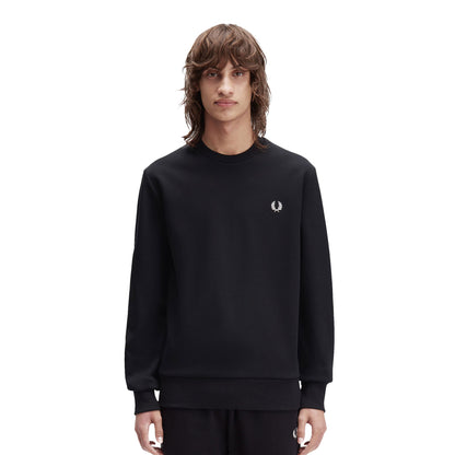 Fred Perry Bold Branding Crewneck Sweatshirt Black  - M1369-102